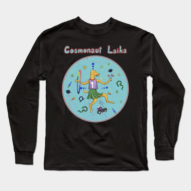 Cosmonaut Laika Long Sleeve T-Shirt by HanDraw